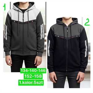 Bluza chłopięca rozpinana na zamek z kapturem  134-158