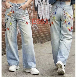 Jeansy szerokie nogawki  XS-XL