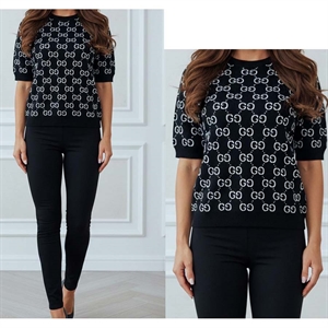 Cienki sweter damski z krótkim rękawem produkt Turecki