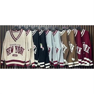 Sweter damski z dekoltem w serek - Produkt Włoski