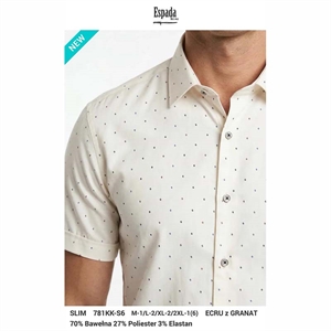 Koszula męska z krótkim rękaw we wzór krój slim fit produkt Turecki  M-2XL