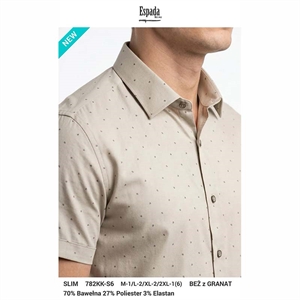 Koszula męska z krótkim rękaw we wzór krój slim fit produkt Turecki  M-2XL