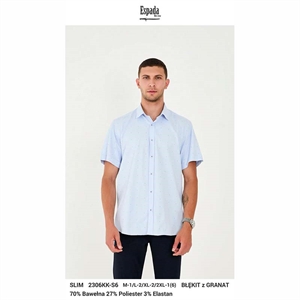 Koszula męska z krótkim rękaw we wzór krój slim fit produkt Turecki  M-2XL