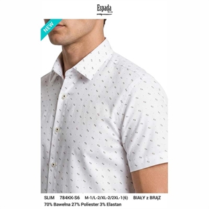 Koszula męska z krótkim rękaw we wzór krój slim fit produkt Turecki  M-2XL