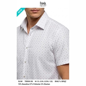 Koszula męska z krótkim rękaw we wzór krój slim fit produkt Turecki  M-2XL