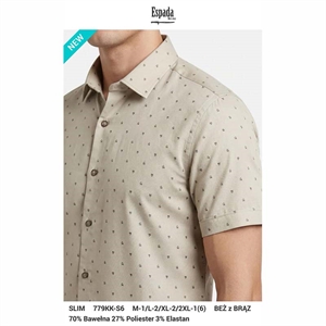 Koszula męska z krótkim rękaw we wzór krój slim fit produkt Turecki  M-2XL