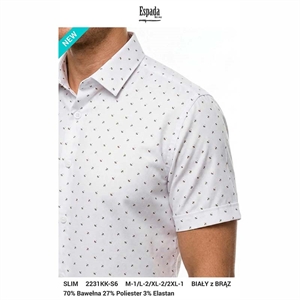 Koszula męska z krótkim rękaw we wzór krój slim fit produkt Turecki  M-2XL