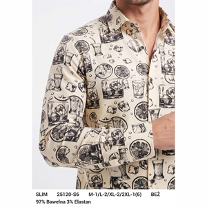 Koszula męska z cyfrowym nadrukiem krój slim fit produkt Turecki  M-2XL