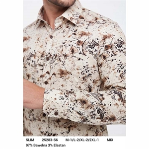 Koszula męska z cyfrowym nadrukiem krój slim fit produkt Turecki  M-2XL