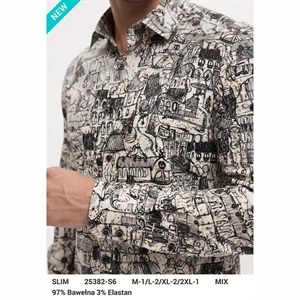 Koszula męska z cyfrowym nadrukiem krój slim fit produkt Turecki  M-2XL