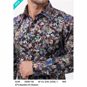 Koszula męska z cyfrowym nadrukiem krój slim fit produkt Turecki  M-2XL