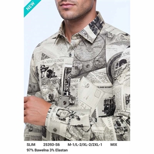 Koszula męska z cyfrowym nadrukiem krój slim fit produkt Turecki  M-2XL