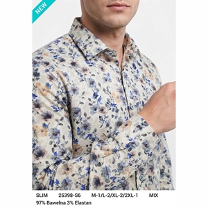 Koszula męska z cyfrowym nadrukiem krój slim fit produkt Turecki  M-2XL