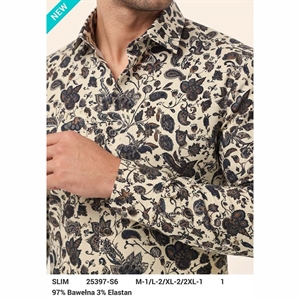 Koszula męska z cyfrowym nadrukiem krój slim fit produkt Turecki  M-2XL