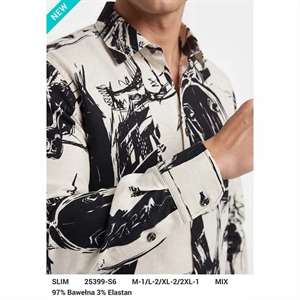 Koszula męska z cyfrowym nadrukiem krój slim fit produkt Turecki  M-2XL