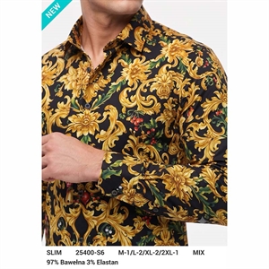 Koszula męska z cyfrowym nadrukiem krój slim fit produkt Turecki  M-2XL