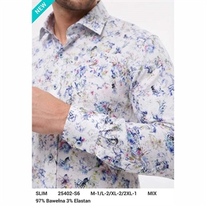 Koszula męska z cyfrowym nadrukiem krój slim fit produkt Turecki  M-2XL