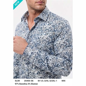 Koszula męska z cyfrowym nadrukiem krój slim fit produkt Turecki  M-2XL