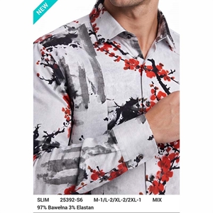 Koszula męska z cyfrowym nadrukiem krój slim fit produkt Turecki  M-2XL