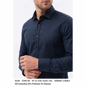 Koszula męska wzory z elastanem długi rękaw krój slim fit produkt Turecki  M-2XL