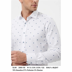 Koszula męska wzory z elastanem długi rękaw krój slim fit produkt Turecki  M-2XL