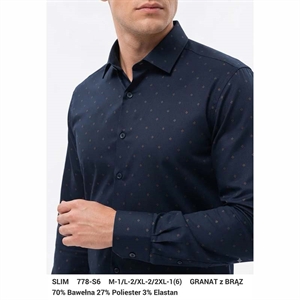 Koszula męska wzory z elastanem długi rękaw krój slim fit produkt Turecki  M-2XL