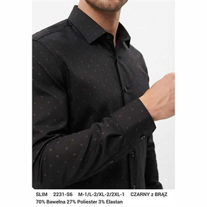 Koszula męska wzory z elastanem długi rękaw krój slim fit produkt Turecki  M-2XL