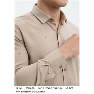 Koszula męska wzory z elastanem długi rękaw krój slim fit produkt Turecki  M-2XL