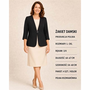 Marynarka damska z 3/4 rękawem produkt Polski  L-3XL