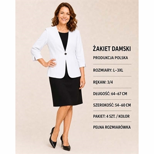 Marynarka damska z 3/4 rękawem produkt Polski  L-3XL
