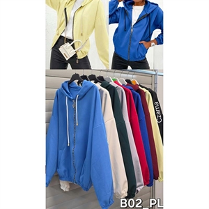 Bluza damska rozpinana na zamek z kapturem produkt Włoski