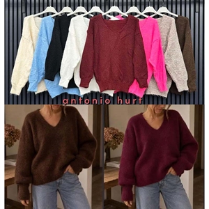 Sweter damski z dekoltem w serek