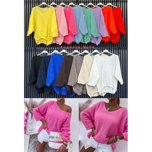 Sweter damski z dekoltem w serek