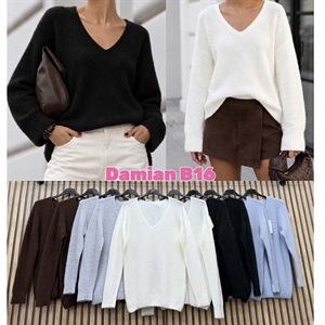 Sweter damski z dekoltem w serek