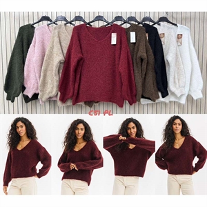 Sweter damski z dekoltem w serek
