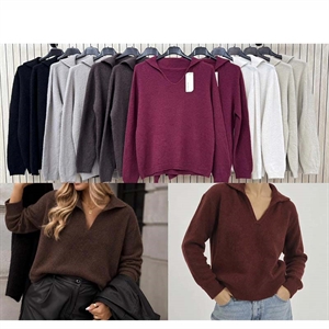 Sweter damski z dekoltem w serek
