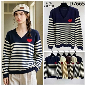 Sweter damski z dekoltem w serek  L-3XL