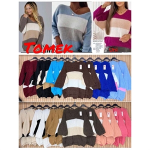 Sweter damski z dekoltem w serek