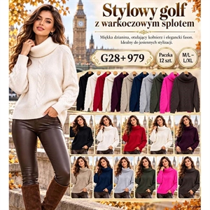 Sweter damski z golfem  M/L-L/XL