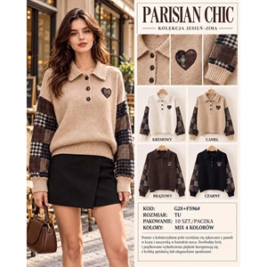 Sweter damski z dekoltem w serek