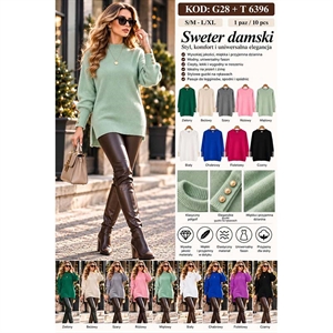Sweter damski okrągły  S/M-L/XL