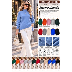 Sweter damski z golfem  S/M-L/XL