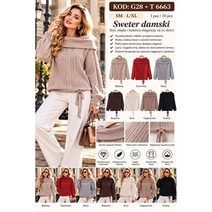 Sweter damski okrągły  S/M-L/XL