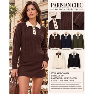 Sweter damski z dekoltem w serek