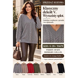 Sweter damski z dekoltem w serek  S/M-L/XL