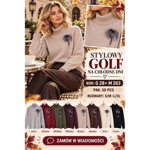 Sweter damski z golfem  S/M-L/XL