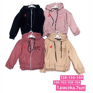 Bluza dziewczęca rozpinana na zamek z kapturem  128-164
