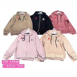 Bluza dziewczęca rozpinana na zamek z kapturem  128-164cm