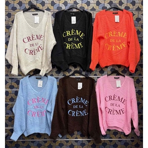 Sweter damski z dekoltem w serek - Produkt Włoski