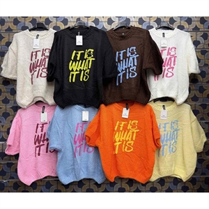 Sweter damski z krótkim rękawem - Produkt Włoski